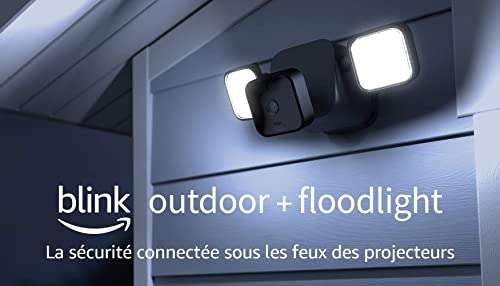 Blink Outdoor + Floodlight - Support avec projecteurs HD sans fil alimenté par piles et caméra de surveillance connectée, 700 lumens