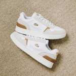 Chaussures Lacoste T-Clip - Blanc/beige/or, Tailles 36 et 37