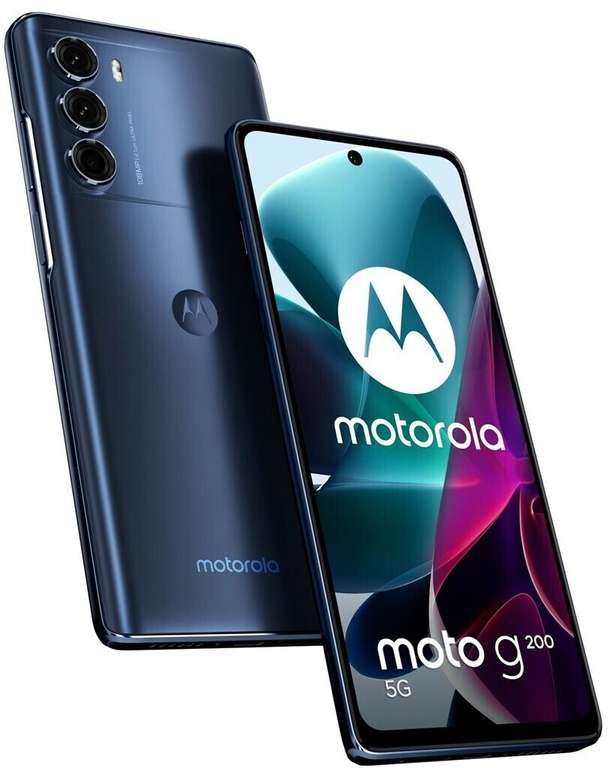Smartphone 6.8" Motorola Moto G200 5G - FHD+ 144 Hz HDR10, SnapDragon 888+, 8 Go de RAM, 128 Go, 108+13+2 Mpix, 5000 mAh (charge 33 W), bleu