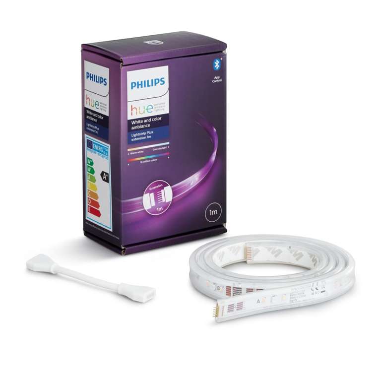 Pack Philips Hue : Ruban LED Lightstrip Plus V4 White & Color Ambiance Base (2m) + Extension (1m) + Pont de connexion