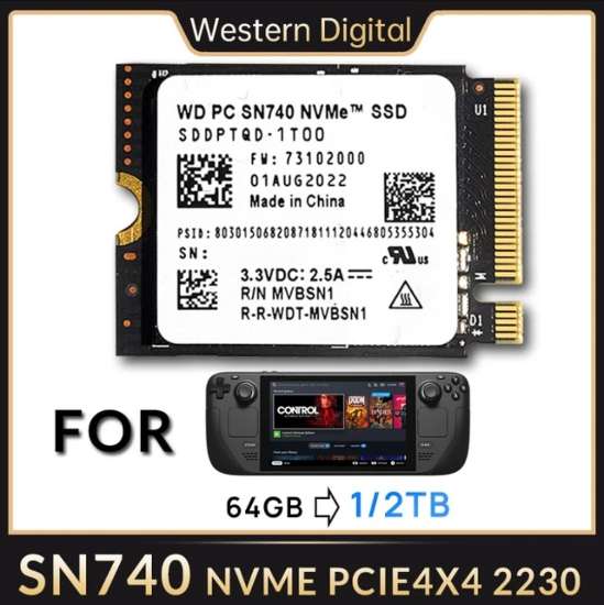 SSD interne M.2 NVMe Western Digital WD SN740 2230 - 1To (compatible Steam Deck / Rog Ally)