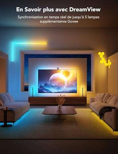 Govee T2 Envisual avec Double Caméras, Rétroéclairage LED RGBIC Wi-FI 3,6m  pour Téléviseurs 55-65 Pouces (via coupon - vendeur tiers) –