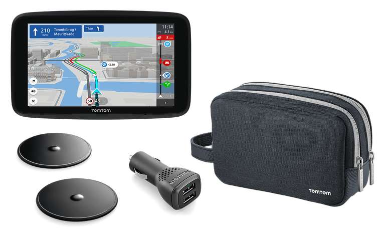 Pack GPS TomTom Go Discover 5" Édition spéciale (avec housse de protection, disques de fixation pour tableau de bord + chargeur)