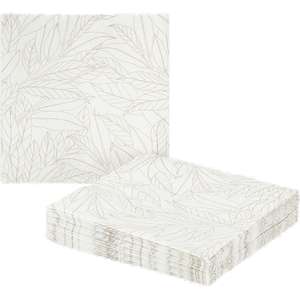 lot de 100 serviettes en papier motif laurier beige 33x33cm (sélection de magasins)