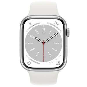 Montre connectée Apple Watch Series 8 - 45 mm, Argent, Bracelet Silicone Blanc