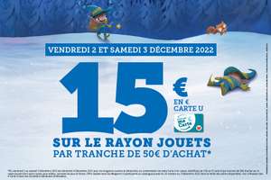 15€ offerts sur la Carte de Fidélité par tranche de 50€ d'achats (Magasins participants)