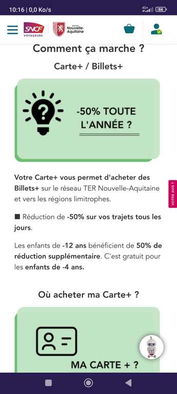 Carte d'abonnement d'1 an TER Nouvelle Aquitaine (50% de réduction sur les billets)