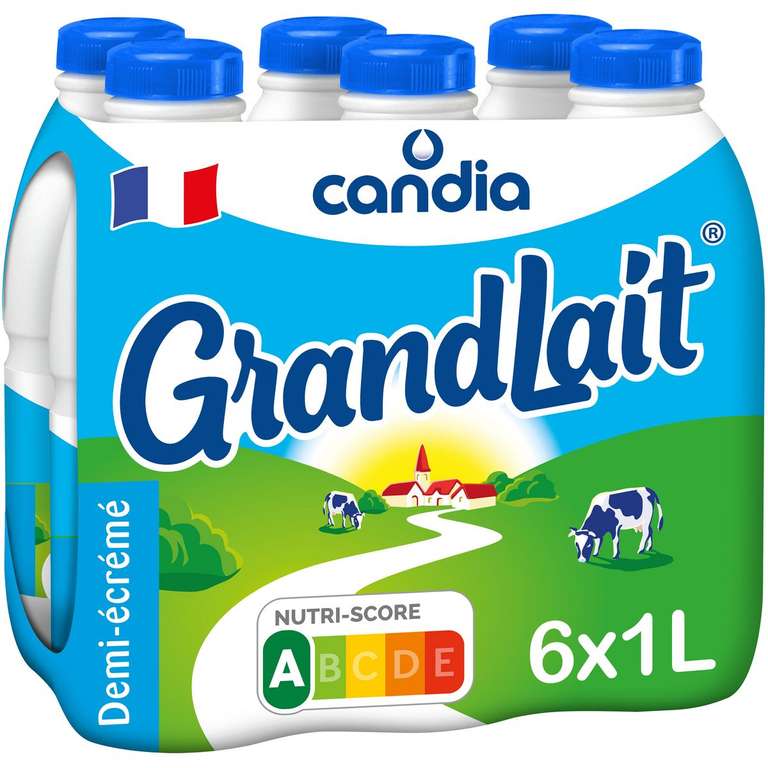 Pack de lait Candia demi-écrémé - 6 x 1L (via 3,87€ sur la carte de fidélité) - Montgeron (91)