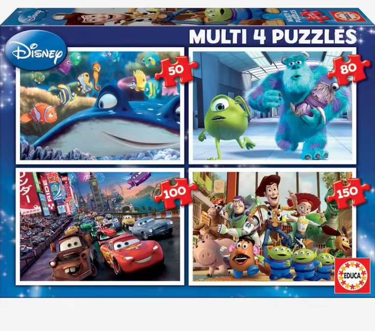 50% de réduction sur une sélection de puzzle - Ex : Lot de 4 puzzles progressifs 50, 80, 100 et 150 pièces Disney Pixar Educa