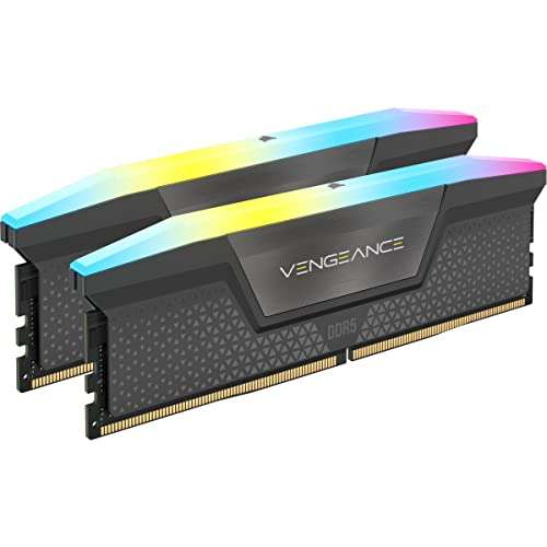 Kit mémoire RAM Corsair Vengeance RGB - 32 Go (2x16 Go), DDR5, 6000MHz, C30 (CMH32GX5M2B6000Z30K)