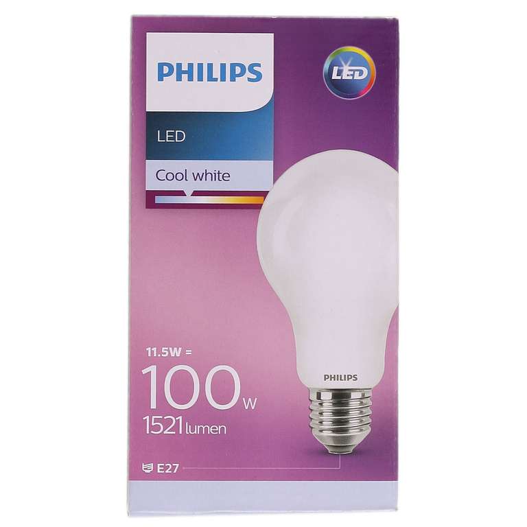 Ampoule Philips 11.5W (équivalent 100W) LED E27 (Via Click & Collect)