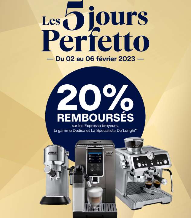 [ODR] 20% remboursés sur une sélection de machines à café expresso Delonghi