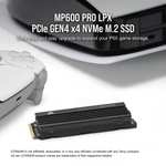 SSD interne M.2 NVMe Corsair MP600 Pro LPX - 1 To, Dissipateur inclus, 3D TLC, Compatible PS5, Jusqu'à 7 100 Mo/s (‎CSSD-F1000GBMP600PLP)