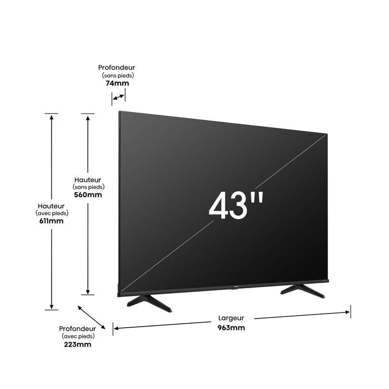TV 43" QLED Hisense 43E7KQ, Smart TV, 4K, 109 cm (vendeur Carrefour+ 15€ en rakuten points)