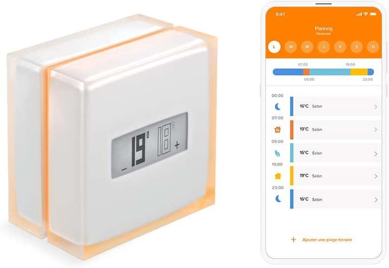 Thermostat connecté et intelligent pour chaudière individuelle Netatmo NTH01-FR-EC