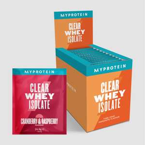 Pack de 20 sachets d'échantillons Clear Whey Isolate + Shaker MyProtein offert