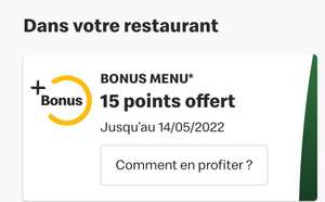+15 Points offerts pour l'achat d'un menu Maxi BestOf