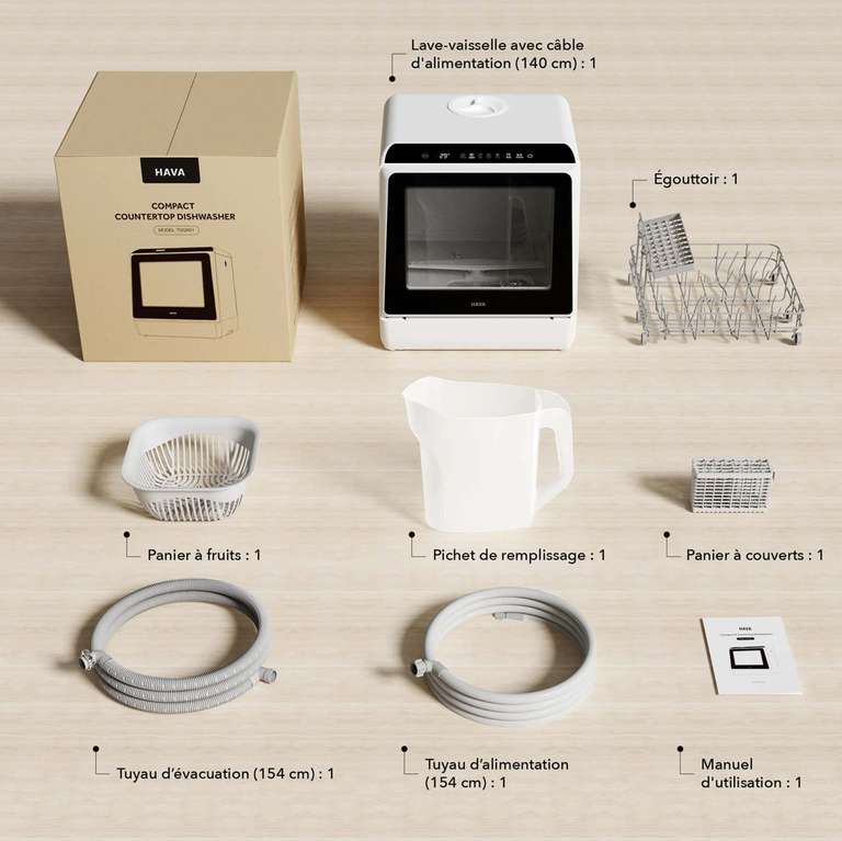 Mini lave-vaisselle de comptoir portable HAVA R01 - havalab.com