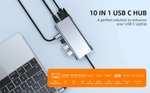 Hub USB Type-C 10-en-1 - 2x USB-C (1x PD 100W) + 1x HDMI 4K + 1x RJ45 + 3x USB 3.0 + 1x VGA + Lecteur SD & microSD