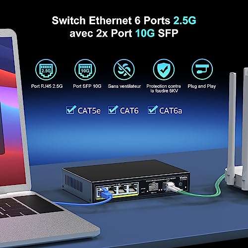 Switch Ethernet VIMIN - 4x2.5G + 2 ports 10G SFP (Vendeur Tiers) (Via coupon)