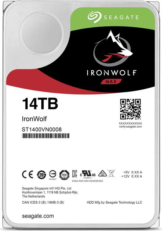 Disque dur interne 3.5" Seagate IronWolf NAS (ST14000VN0008) - 14 To, CMR, Cache 256 Mo, 7200 tr/min