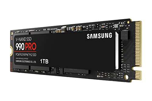 SSD interne NVMe M.2 4.0 Samsung 990 Pro (MZ-V9P1T0BW) - 1 To, TLC 3D, DRAM, Jusqu'à 7450-6900 Mo/s