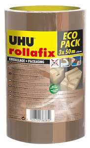 Lot de 3 rouleaux de Rubans adhésif d'emballage brun UHU Rollafix - 50m x 50mm
