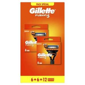 Pack de 12 lames de rasoir Gillette Fusion 5 - Différentes variétés (via 25,64€ sur la carte fidélité et ODR 12,46€)
