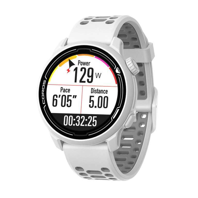 Montre connectée sport GPS Coros Pace 2 avec bracelet en silicone blanc