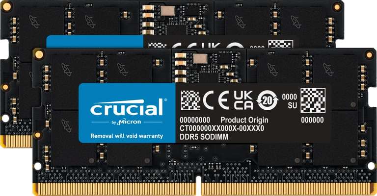 Kit Mémoire RAM DDR5 Crucial (CT2K8G48C40S5) - 16 Go(2x8 Go), 4800 MHz, CL40 SODIMM