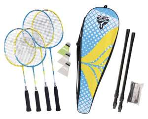 Set de badminton Talbot Torro Family - 4 raquettes (2 adulte + 2 junior) , 3 volants liège, 2 poteaux & accessoires + filet