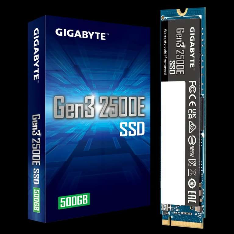 SSD interne M.2 NVMe Gigabyte 2500E - 500 Go, PCIe 3.0x4, NVMe1.3