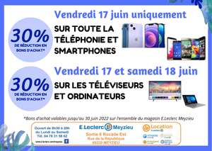 30% offerts en bon d'achat sur toute la téléphonie, Smartphones, TV et Ordinateurs - Meyzieu (69)