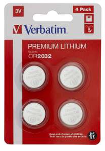 Lot de 4 Piles Verbatim Lithium Bouton CR2032, 3V, 220 mAh
