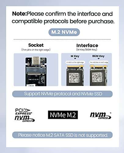 Boitier pour SSD externe Nvme M.2 10Gbs Orico (Vendeur Tiers)