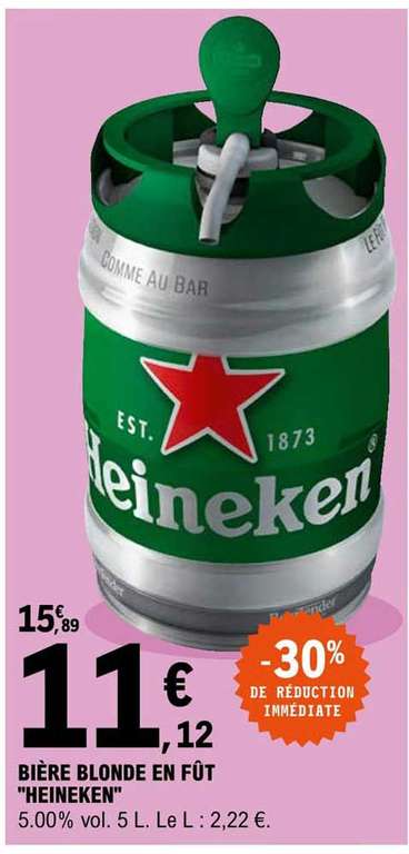 Fût de bière Heineken compatible Beertender - 5L