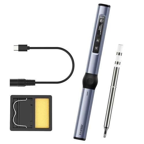 Fer à souder portable FNIRSI HS-01 - PD USB-C 65W, température réglable 80-420°, écran digital OLED, mise en veille automatique