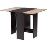 Table à manger pliable VARDA - L 104 x P 76 x H 74 cm, Noir et chêne (+ 5,99€ à cagnotter pour les CDAV)