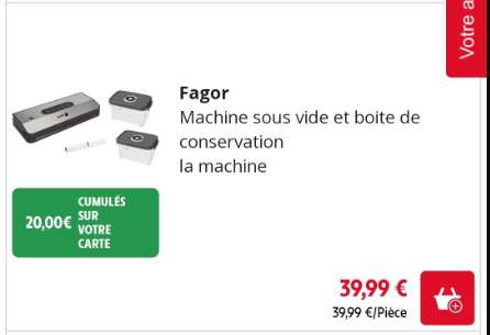 Machine sous vide et boîte de conservation Fagor (Via 20€ sur la carte de fidélité)