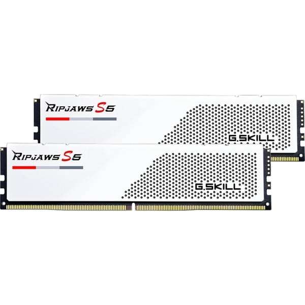 Kit mémoire Ram G Skill Ripjaws F5-5600J2834F16GX2-RS5W - 32 Go (2 x16 Go), DDR5, 5600 MHz, CL28, White