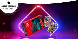 [Carte PASS] 50€ cagnottés pour l'achat d'une Nintendo Switch avec Joy Con Néon + Mario Kart 8 ou Mario Strikers : Battle League Football