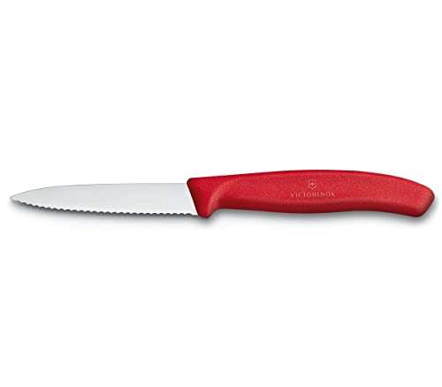 Lot de 3 couteaux Victorinox 6.7631 - Acier Inoxydable, Couteau d'office, lame tranchant denté 8 cm , Rouge