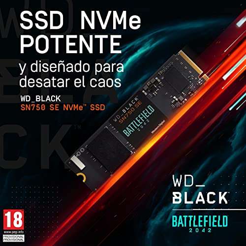 SSD interne M.2 NVMe WD_BLACK SN750 SE (WDBB9J0010BNC-WRSN) - 1 To, PCIe 4.0 + Battlefield 2042 offert