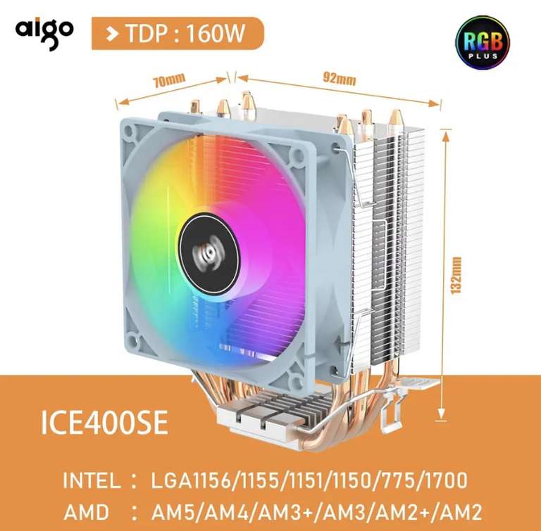 Ventirad de processeur Aigo ICE400SE - 4 caloducs, - Intel LGA