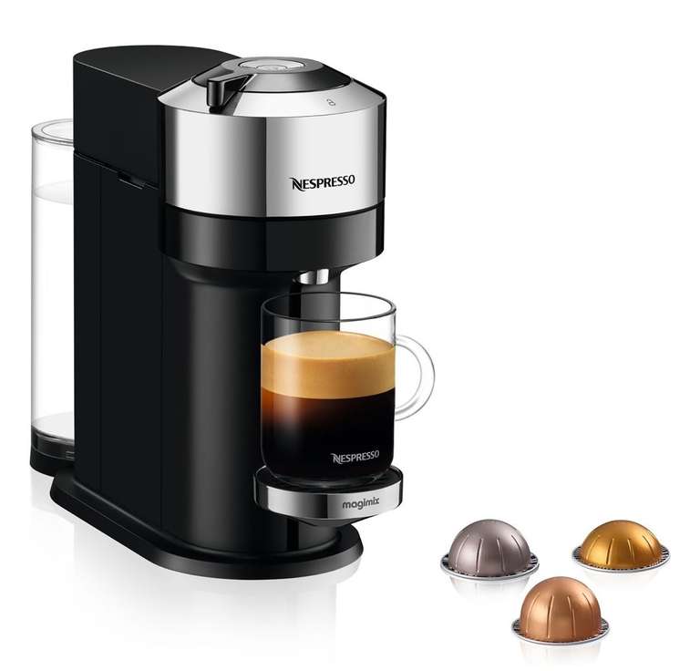 Machine à café dosettes Nespresso Vertuo Chrome (+50€ en bon d'achat Nespresso)