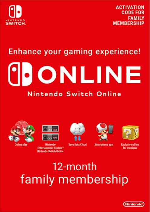 12 mois d'abonnement au Nintendo Switch Online Famille (dématérialisé)