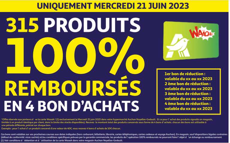 Sélection de 315 produits 100% remboursés en 4 bons d'achat (Sous Conditions) - Noyelles-Godault (62)