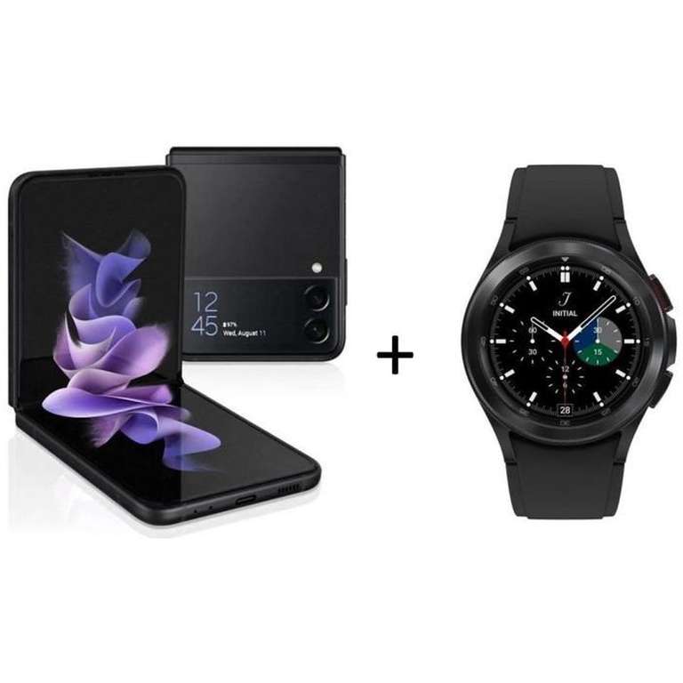 [CDÀV] Smartphone 6.7" Samsung Galaxy Z Flip3 5G (8 Go RAM, 128 Go, noir) + montre connectée Galaxy Watch4 Classic 42 mm (via ODRs de 170€)