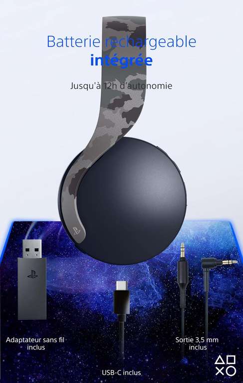 Casque-Micro sans Fil Playstation Sony Pulse 3D 5 - Audio 3D, Bluetooth, Compatible avec PS4, PS5 et PC (gris , blanc ou noir)