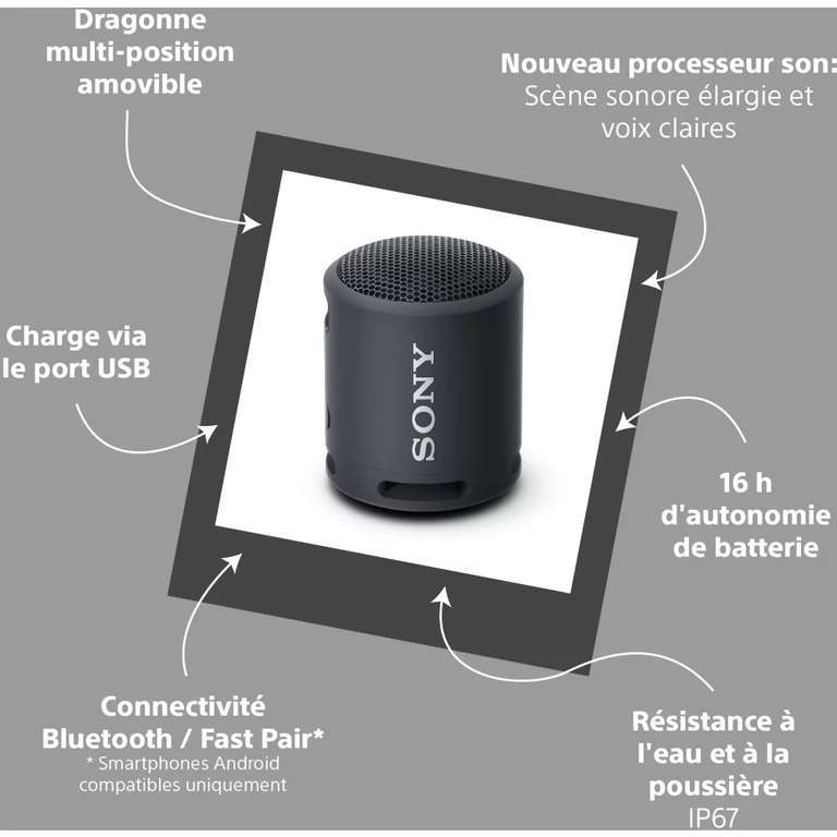 Enceinte Bluetooth Sony SRS-XB13 (retrait magasin)